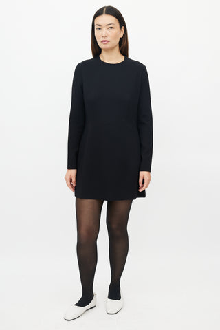 The Row Black Long Sleeve Shift Dress