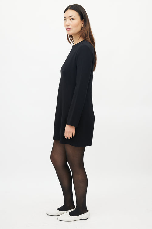 The Row Black Long Sleeve Shift Dress