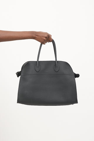 The Row Black Leather Soft Margaux 15 Tote