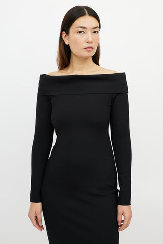 The Row Black Off The Shoulder Dress