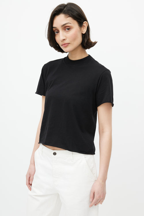 The Row Black Panelled Cropped T-Shirt