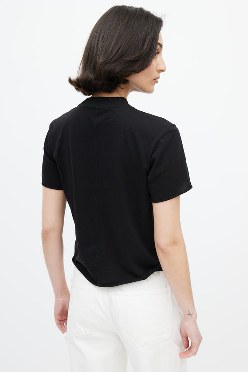 The Row Black Panelled Cropped T-Shirt