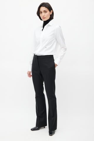 The Row Black Pleated Wool Flared Trouser