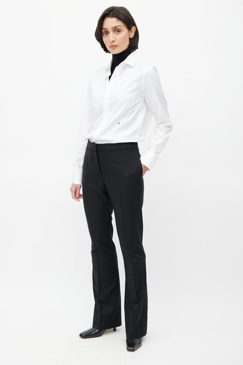 The Row Black Pleated Wool Flared Trouser