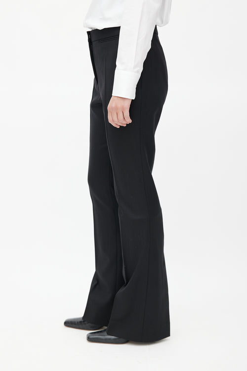 The Row Black Pleated Wool Flared Trouser