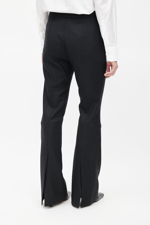 The Row Black Pleated Wool Flared Trouser