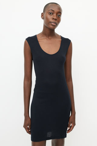 The Row Black Ribbed Tank Dress