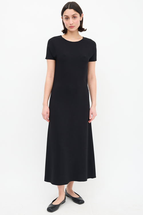 The Row Black Short Sleeve Maxi Shift Dress