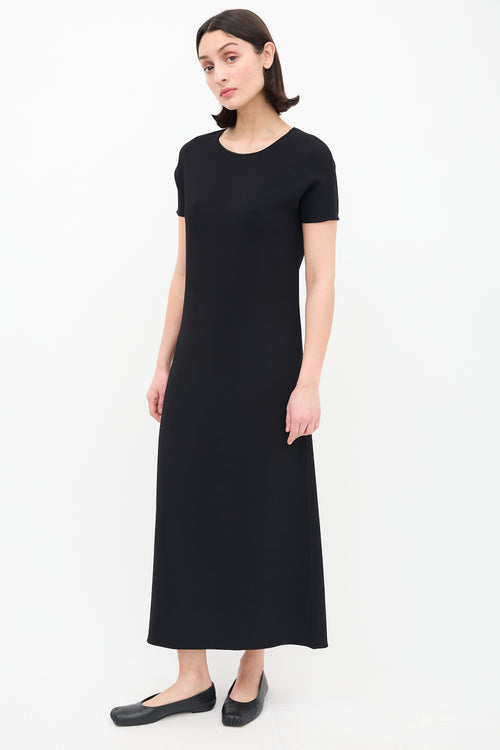 The Row Black Short Sleeve Maxi Shift Dress