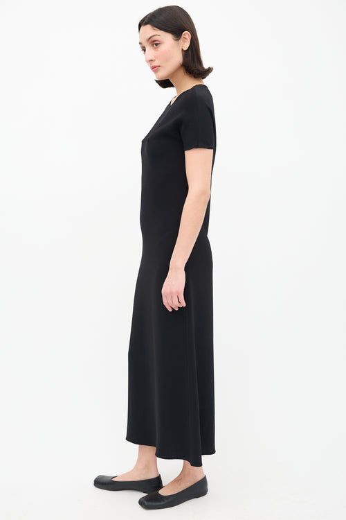 The Row Black Short Sleeve Maxi Shift Dress