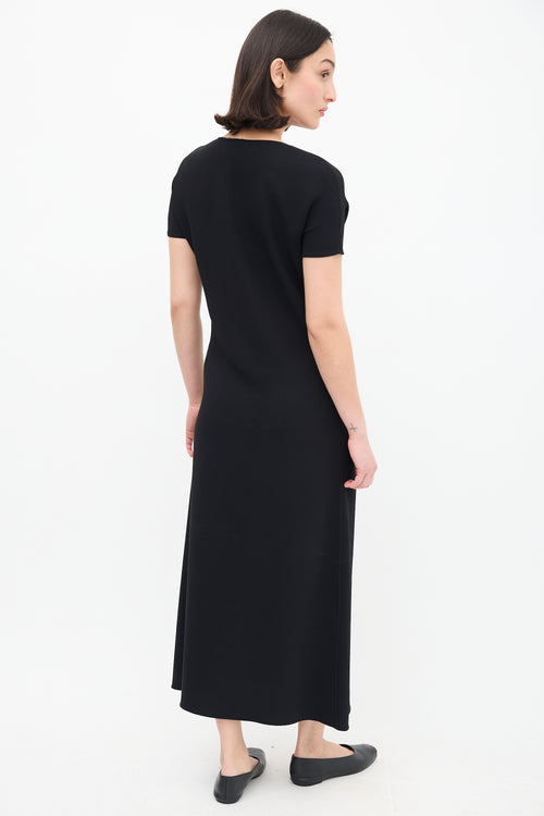 The Row Black Short Sleeve Maxi Shift Dress