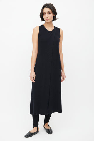 The Row Black Silk Knit Wrap Tunic