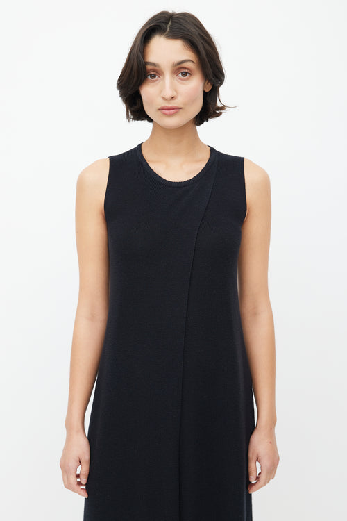 The Row Black Silk Knit Wrap Tunic