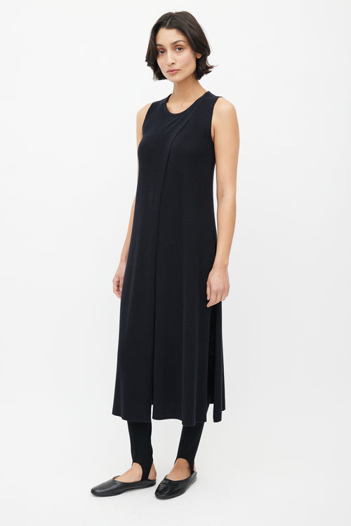 The Row Black Silk Knit Wrap Tunic