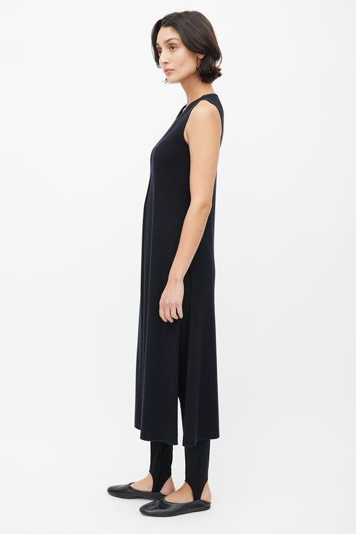 The Row Black Silk Knit Wrap Tunic