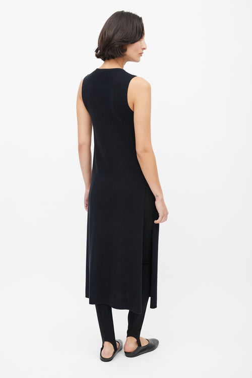 The Row Black Silk Knit Wrap Tunic