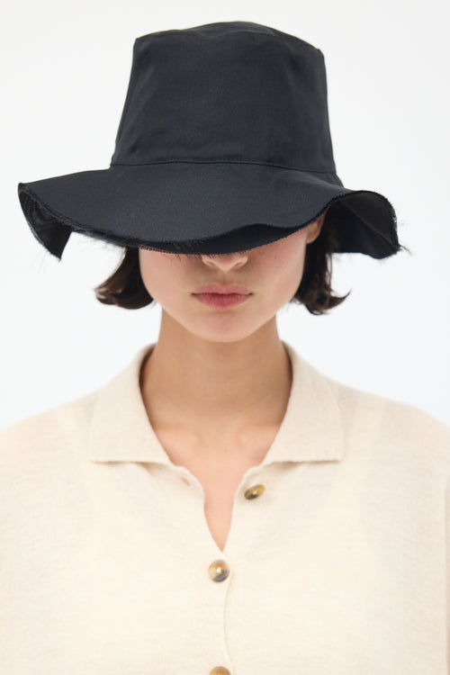 The Row Black Silk Sofia Bucket Hat