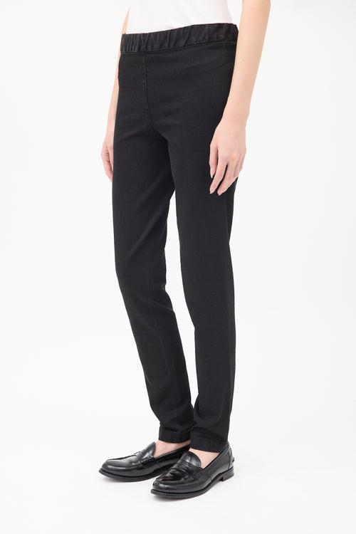 The Row Black Stretch Denim Stratton Legging