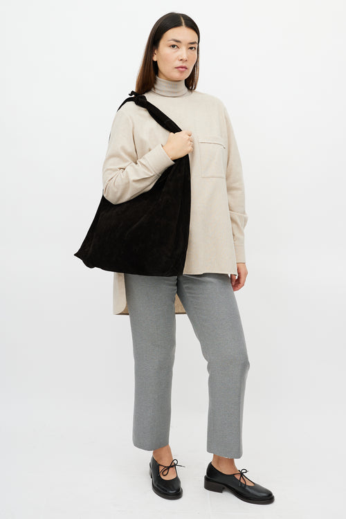 The Row Brown Bindle Suede Bag