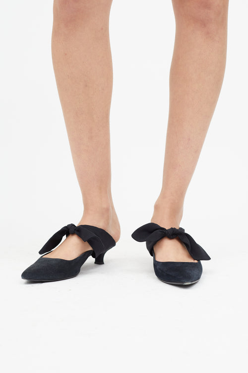 The Row Black Suede Coco Bow Mule