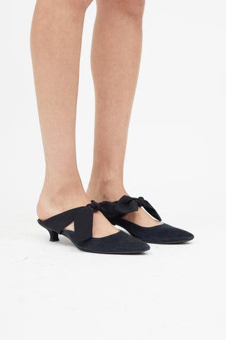 The Row Black Suede Coco Bow Mule