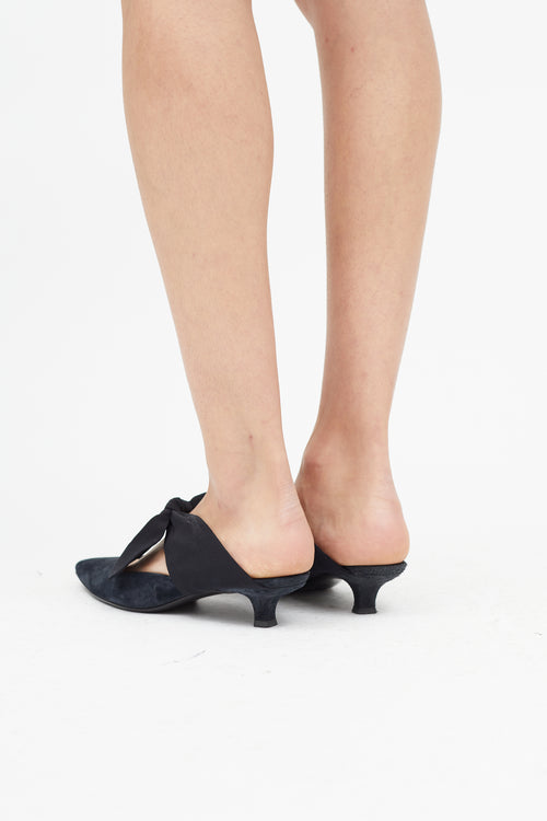 The Row Black Suede Coco Bow Mule