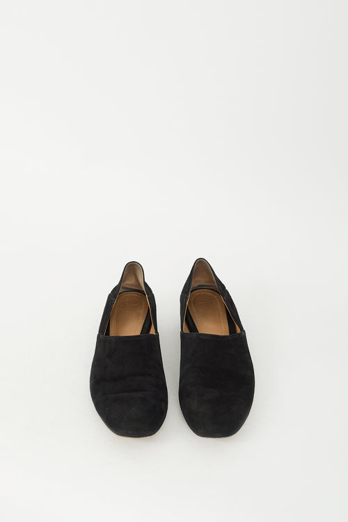 The Row Black Suede Noelle Collapsible Heel Loafer