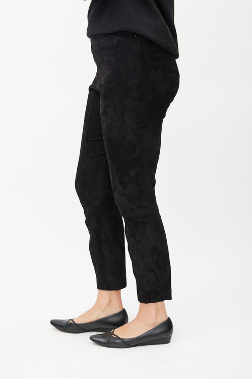 The Row Black Suede Slim Trouser