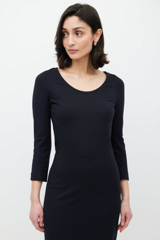 The Row Black Three Quarter Sleeve Dress