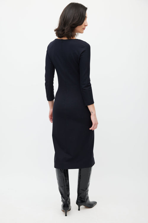 The Row Black Three Quarter Sleeve Dress