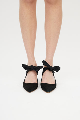 The Row Black Tie Suede Mule