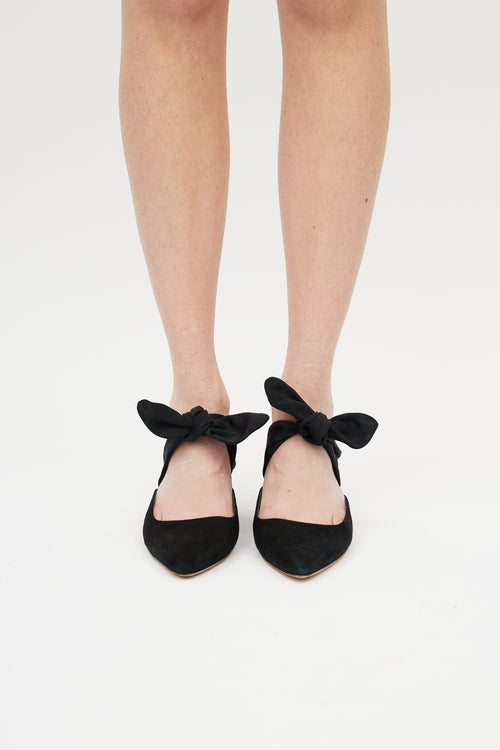 The Row Black Tie Suede Mule