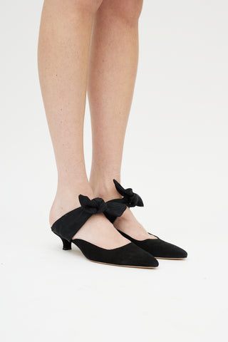 The Row Black Tie Suede Mule