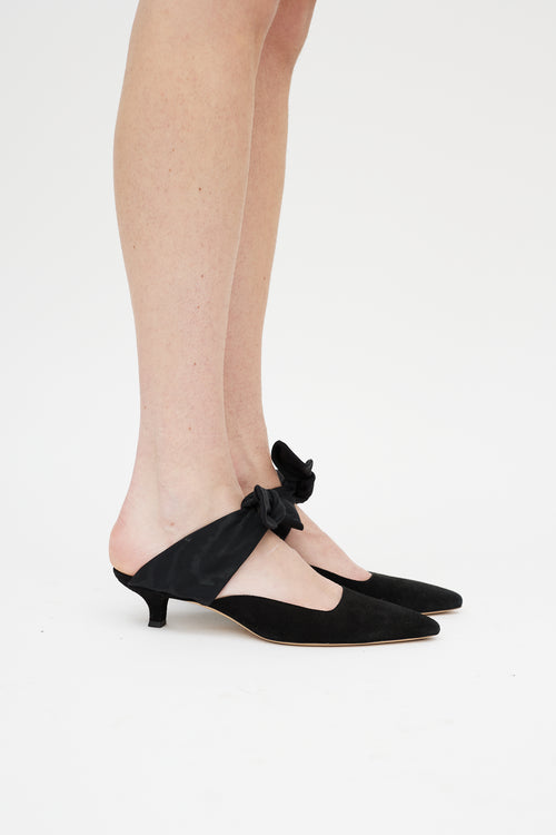 The Row Black Tie Suede Mule