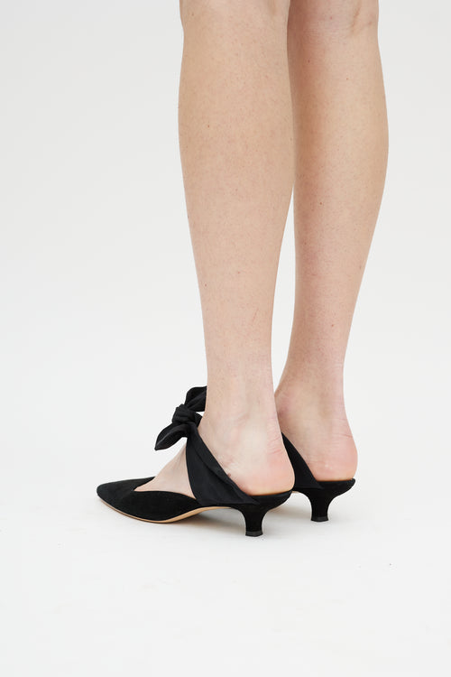 The Row Black Tie Suede Mule