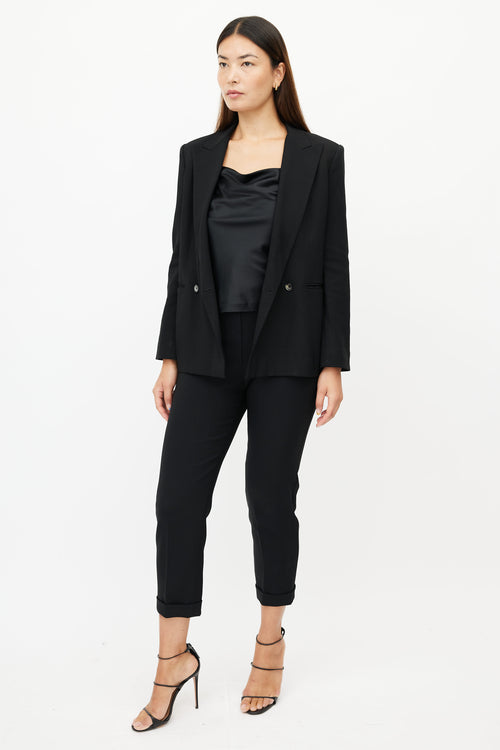 The Row Black Wool Blazer 
Pant Suit