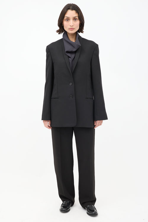 The Row Black Wool 
Mohair Cowal Cutout Blazer