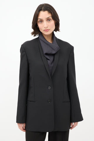 The Row Black Wool 
Mohair Cowal Cutout Blazer