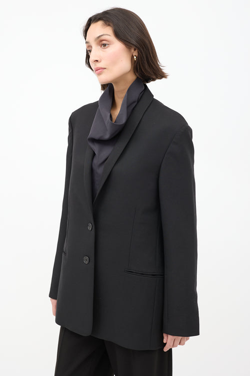 The Row Black Wool 
Mohair Cowal Cutout Blazer