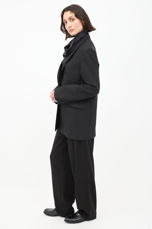 The Row Black Wool 
Mohair Cowal Cutout Blazer