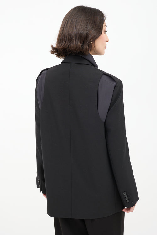 The Row Black Wool 
Mohair Cowal Cutout Blazer