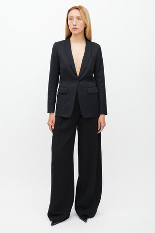 The Row Black Wool 
Satin Shawl Collar Blazer