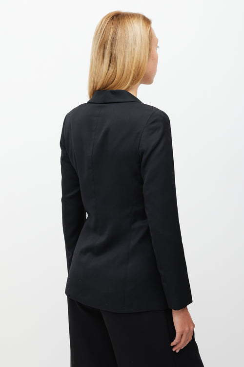 The Row Black Wool 
Satin Shawl Collar Blazer