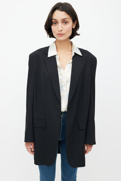 The Row Black Wool Single Button Blazer