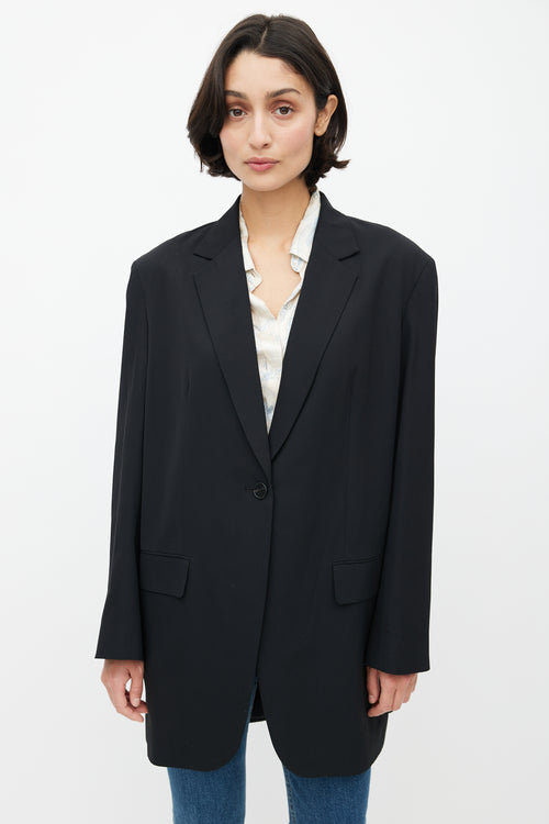 The Row Black Wool Single Button Blazer