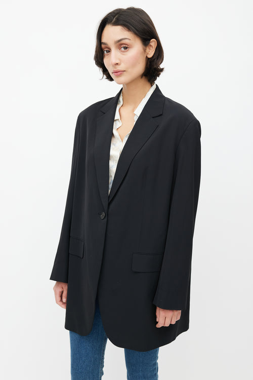 The Row Black Wool Single Button Blazer