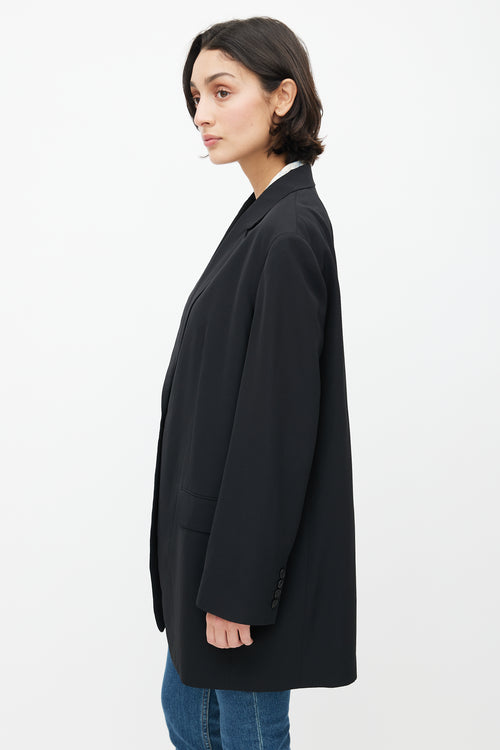 The Row Black Wool Single Button Blazer