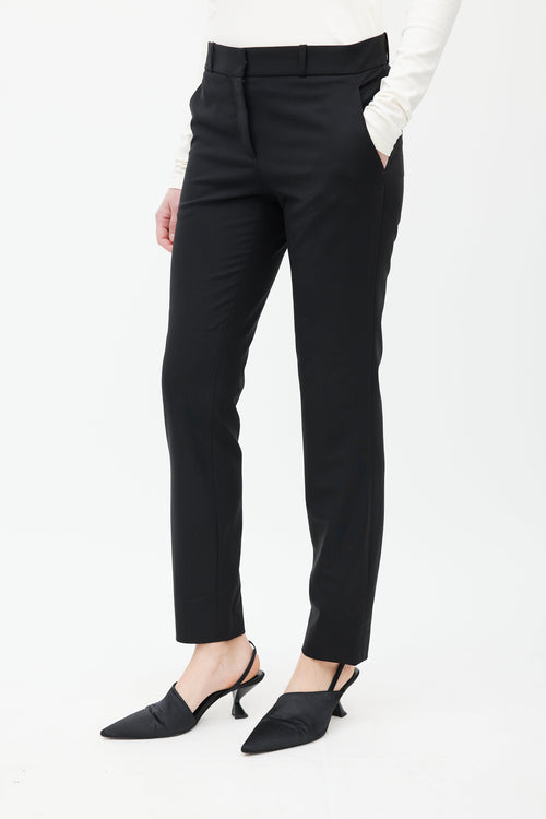 The Row Black Wool Slim Trouser