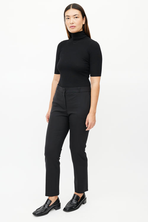 The Row Black Wool Straight Leg Trouser