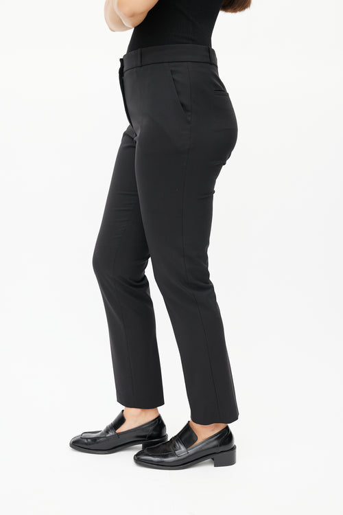 The Row Black Wool Straight Leg Trouser